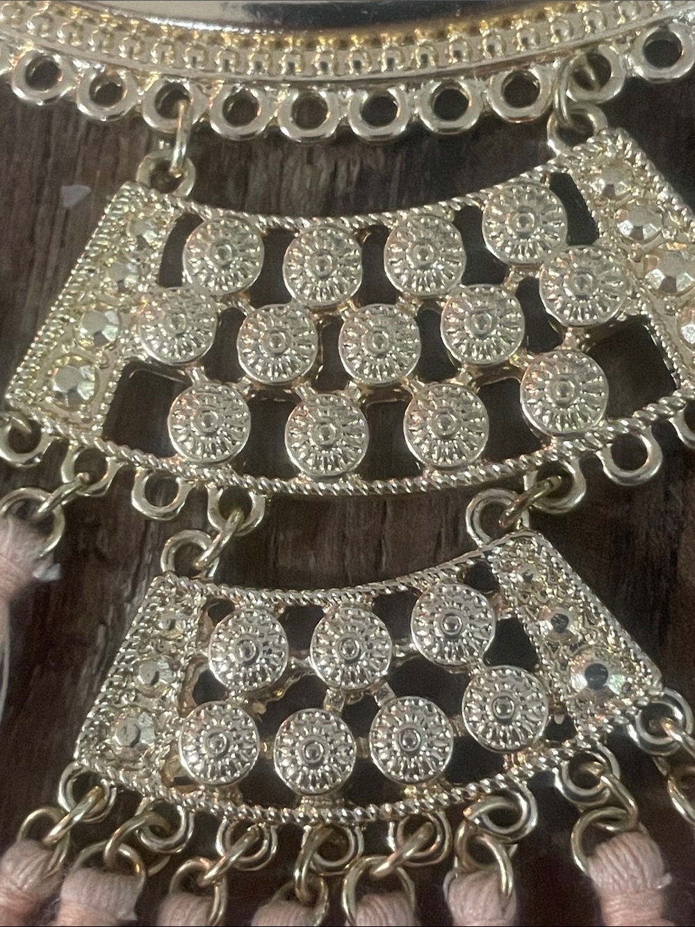 Gold-Tone Statement Necklace with Blush Pink Tassels - Picture 2 of 9